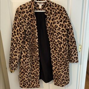 H&M Women's Leopard Teddy Jacket